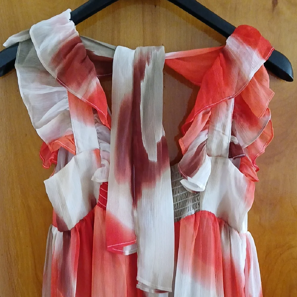 Banana Republic Red and White Ruffle Dress